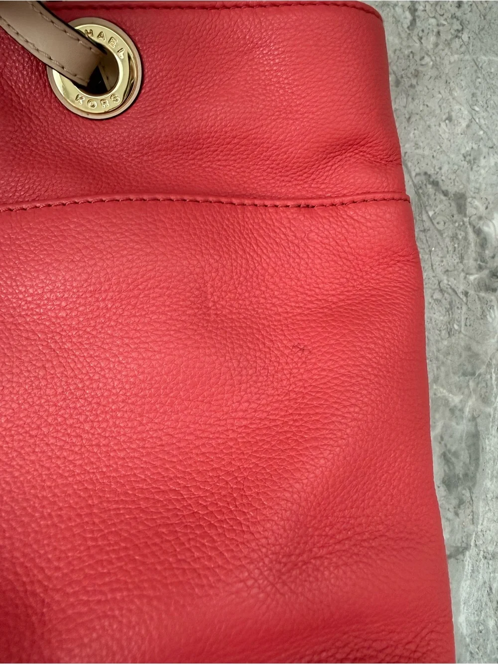 Michael Kors Bedford Coral Pink Pebbled Leather Tote 30H4GBFT6L